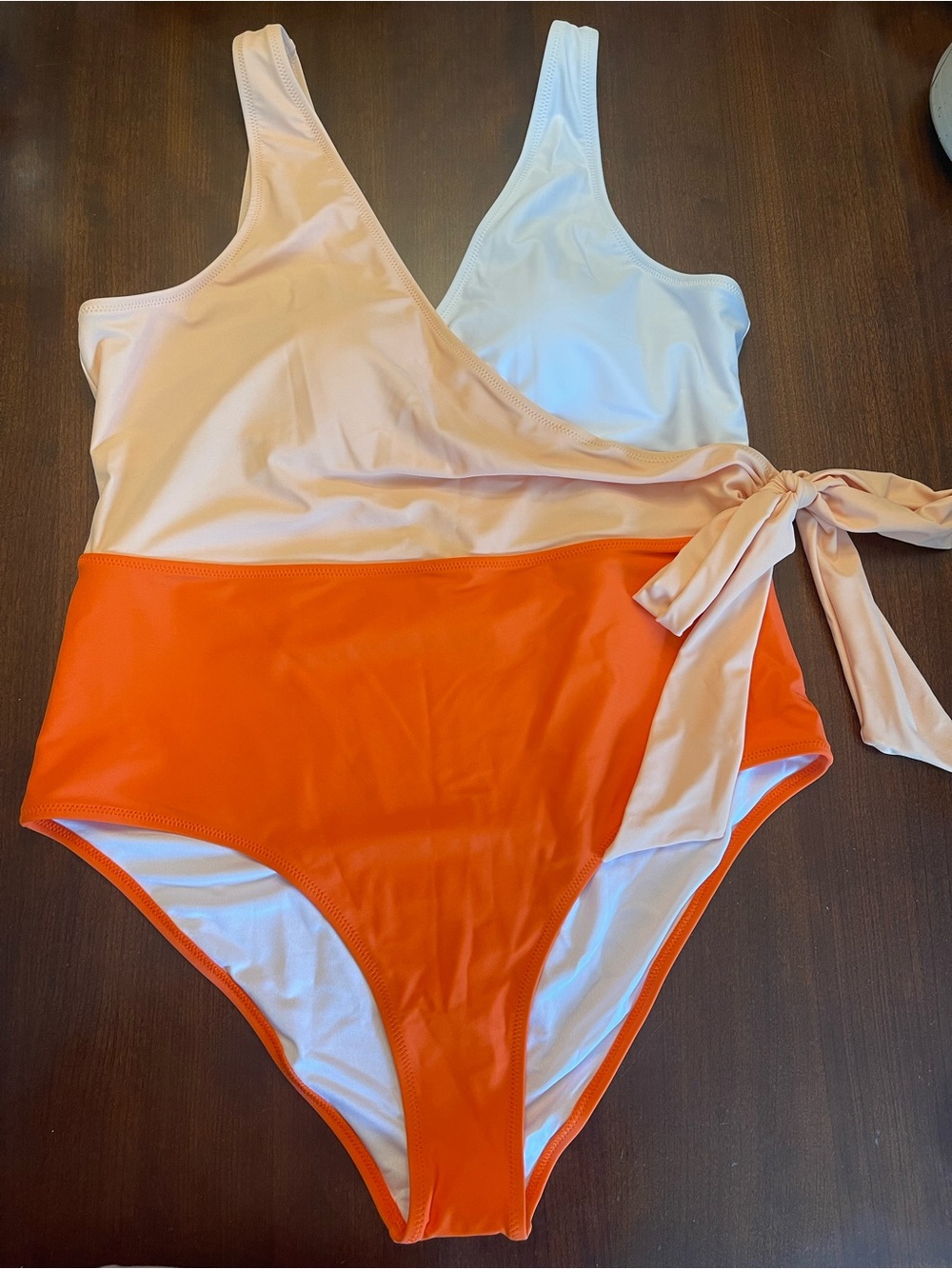 CUPSHE One Piece Swimsuit Wrap Color Block Tie Wrap NWT - Picture 4 of 13